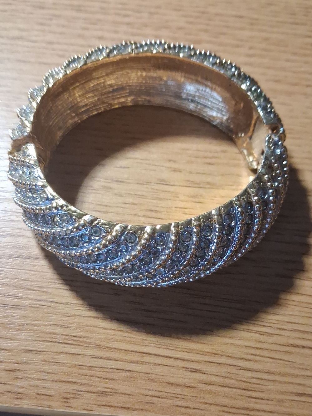 Gold Crystal Pavé Statement Bangle Bracelet - Women Jewelry